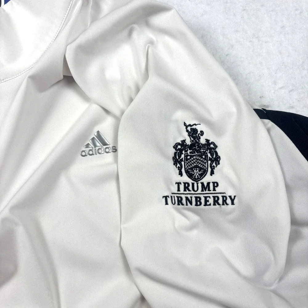 ADIDAS GOLF MEN'S 1/4 ZIP CLIMASTORM PULLOVER WHITE BLACK 2XL TRUMP TURNBERRY